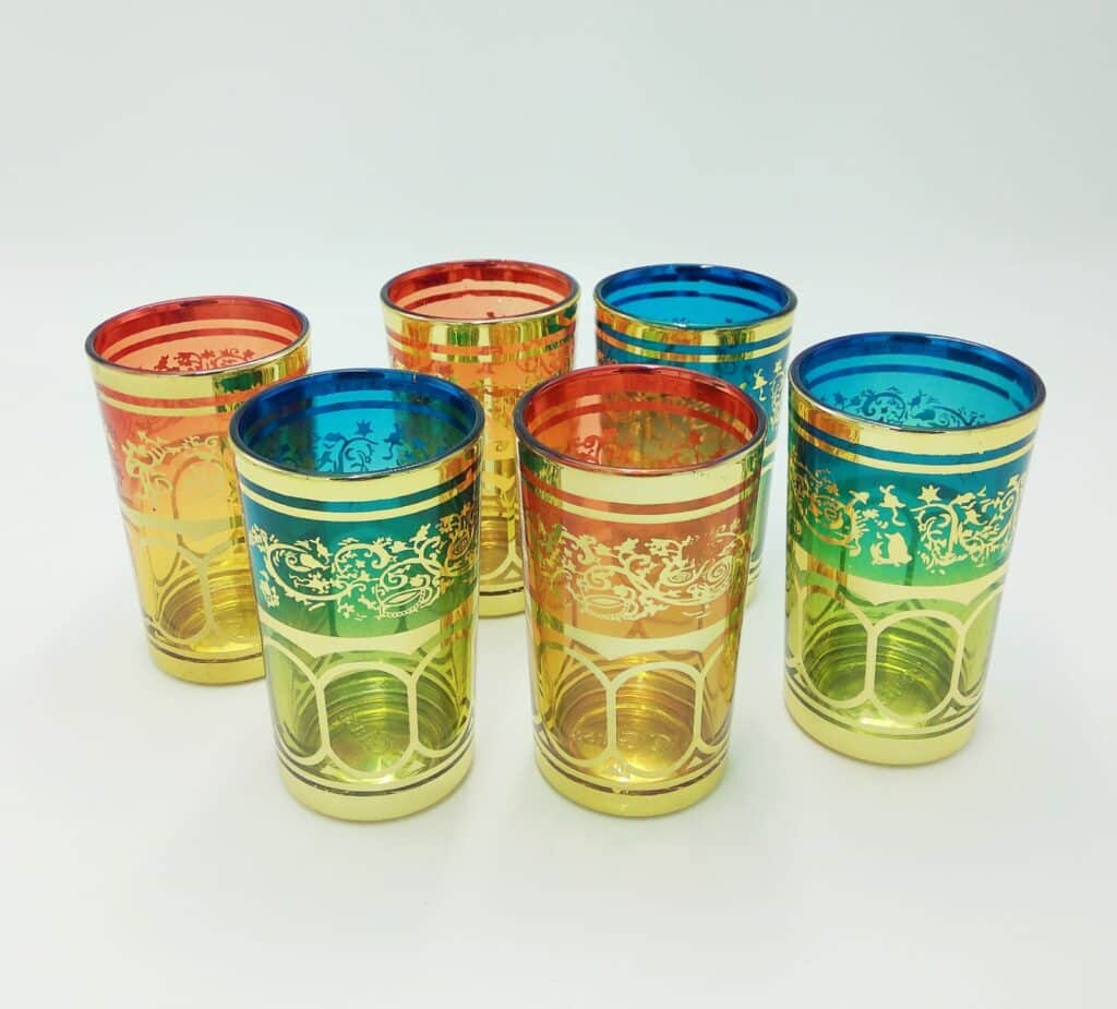 סט 6 כוסות זכוכית מרוקו - צבעוני | אקיפ