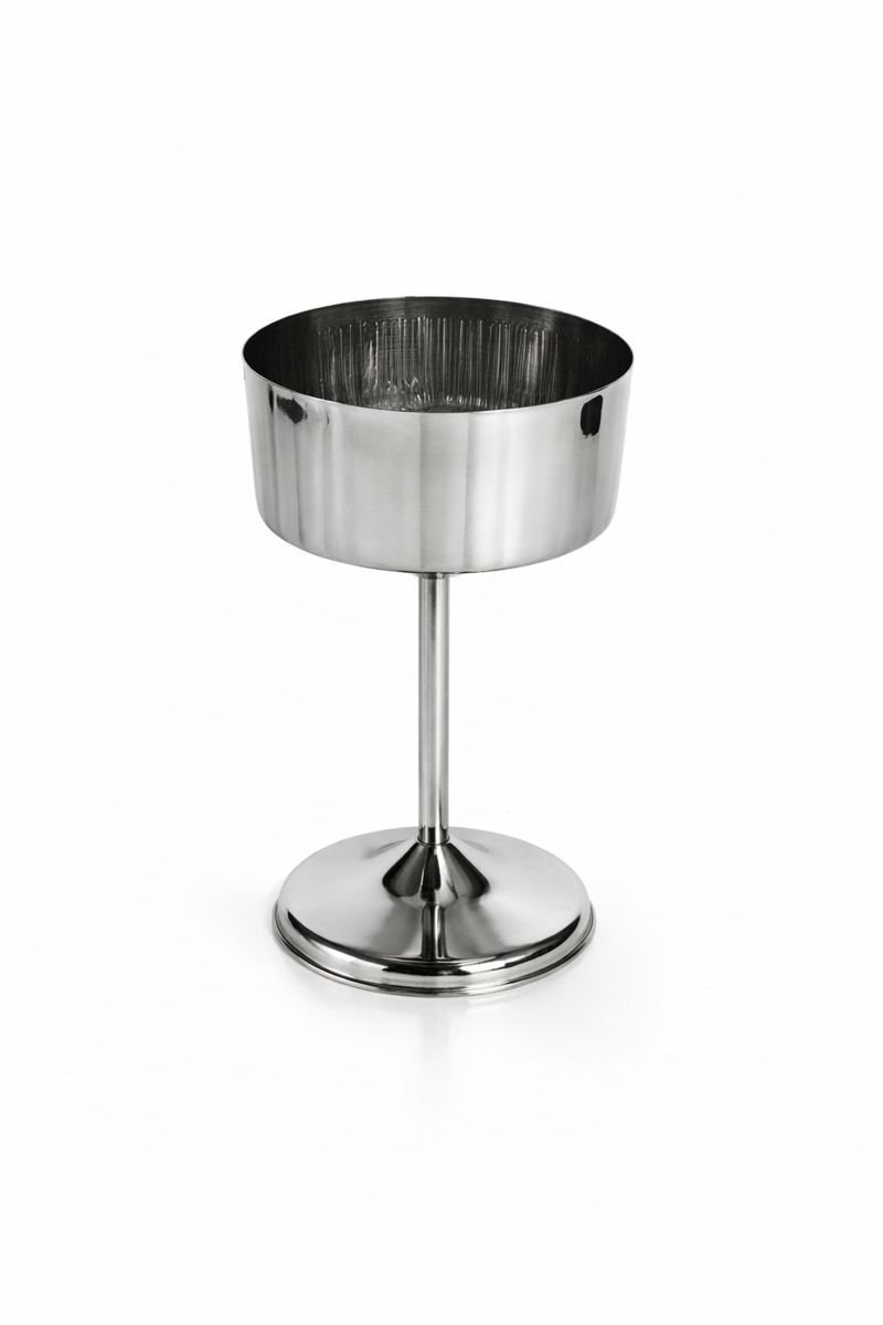 כוס יין מנירוסטה קוטר 10 ס"מ, גובה 12 ס"מ